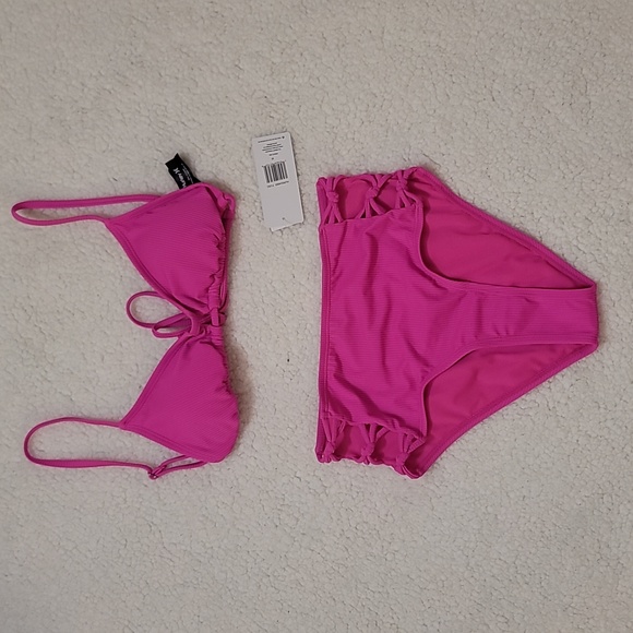 Hurley Solid Ribbed Two Piece Swimsuit